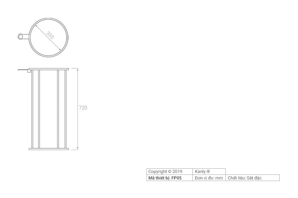 Bản vẽ chân đỡ chậu lavabo Kanly FP05