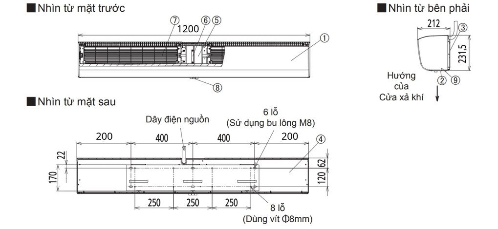 Bảng vẽ quạt chắn gió Panasonic FY-4012U1