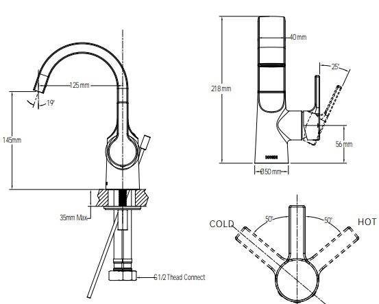 Bản vẽ kỹ thuật vòi lavabo Moen GN63121SRN
