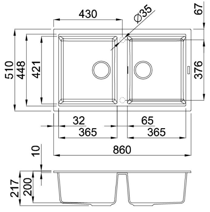 Bản vẽ kỹ thuật chậu đá Malloca K45099 rửa chén bát