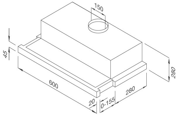 Bản vẽ máy hút mùi H204.6 âm tủ Malloca