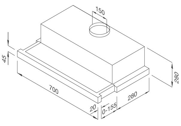 Bản vẽ máy hút mùi H204.7 âm tủ Malloca 