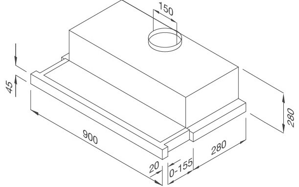 Bản vẽ máy hút mùi H204.9 âm tủ Malloca 