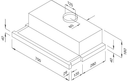 Bản vẽ máy hút mùi H205.7-G âm tủ Malloca 