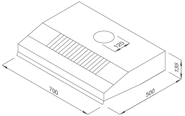 Bản vẽ máy hút mùi cổ điển H107 W Malloca