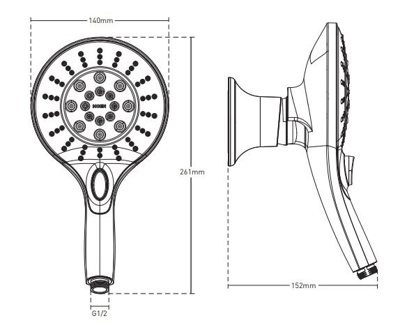 Bản vẽ tay sen Moen HH6001M