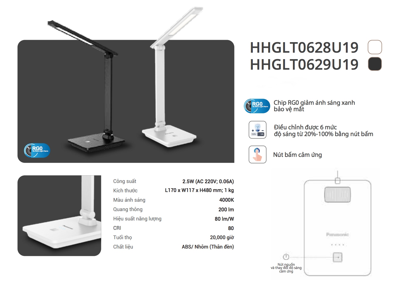 Đèn led bàn màu đen HHGLT0629U19