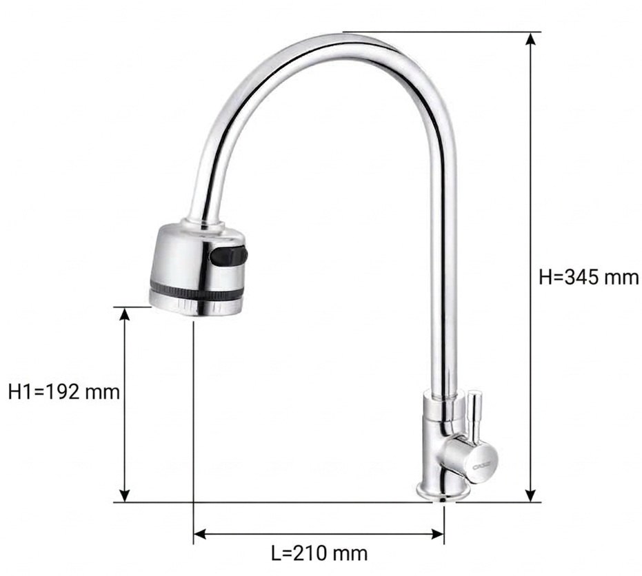 Bản vẽ kích thước vòi rửa bát Caesar K035CV