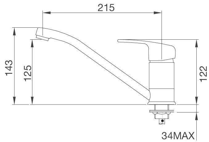 Bản vẽ vòi rửa chén lạnh K 120 C Malloca