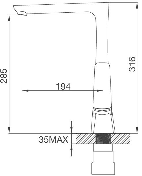Bản vẽ vòi rửa bát K 292C Malloca