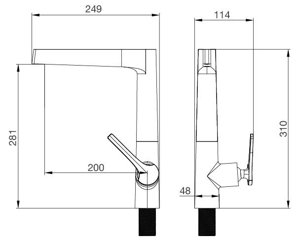 Bản vẽ vòi Malloca K 295BS rửa bát