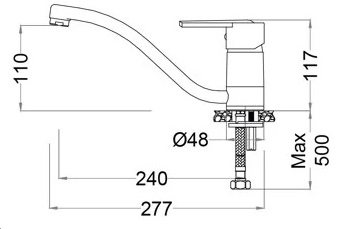 Bản vẽ kích thước vòi rửa chén K375C CAESAR