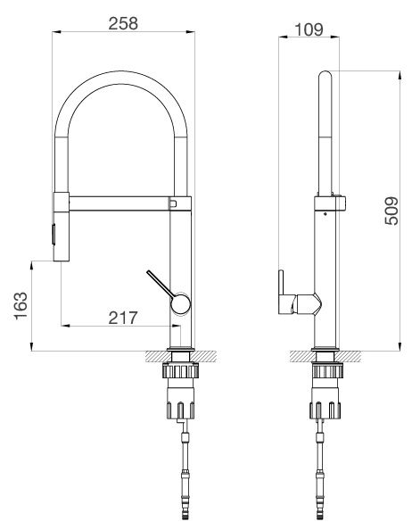Bản vẽ vòi Malloca K586-SBS rửa bát