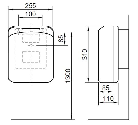 Bản vẽ kích thước máy sấy khô tay Inax KS 370