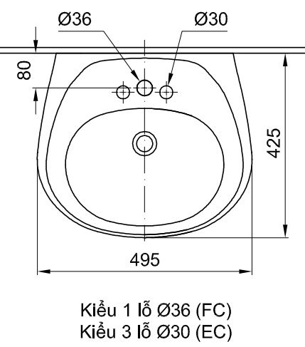 Bản vẽ kích thước lavabo treo tường Inax L-284V