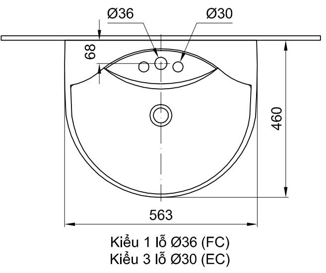 Bản vẽ kích thước lavabo treo tường Inax L-288V