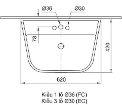 Bản vẽ kích thước lavabo treo tường Inax L-297V