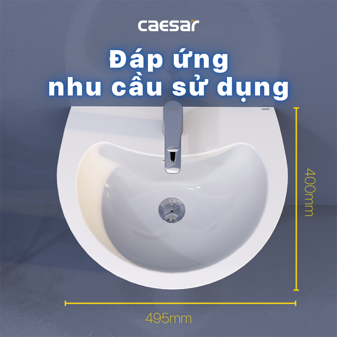 Bản vẽ kích thước chậu rửa treo tường Caesar L2150 P2441