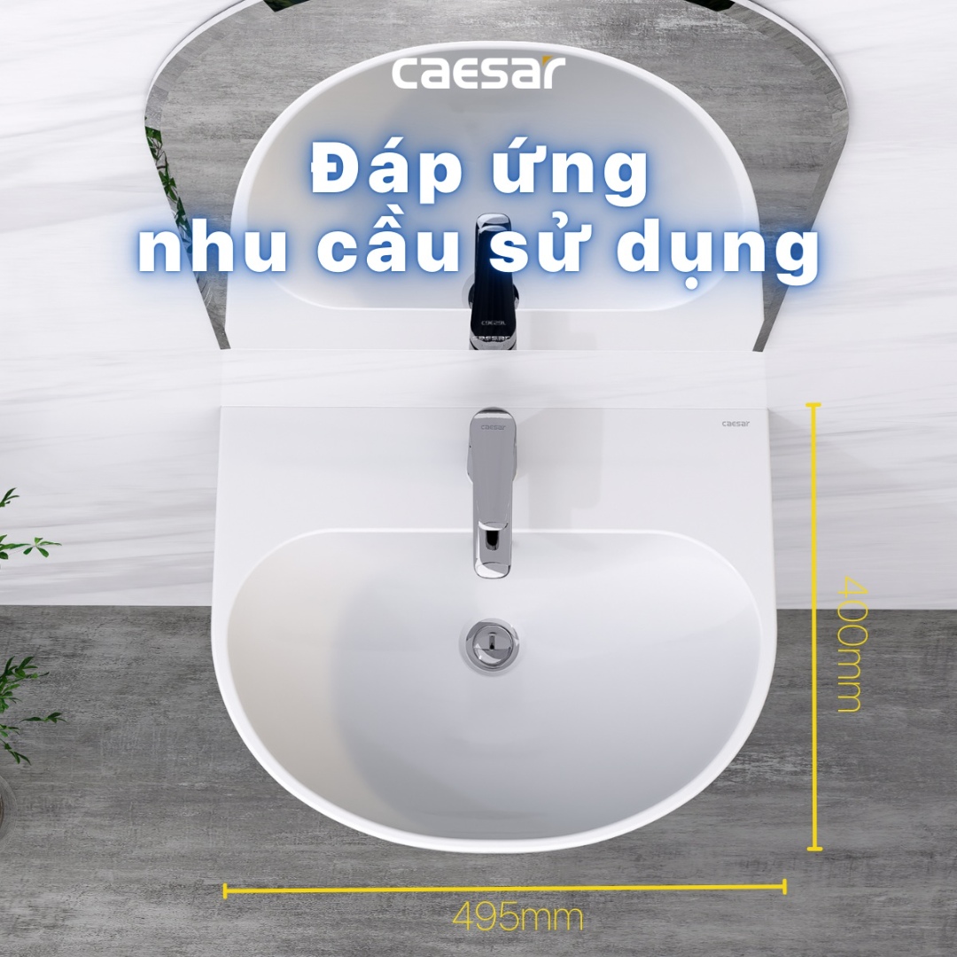 Bản vẽ kích thước chậu rửa treo tường Caesar L2150 P2443