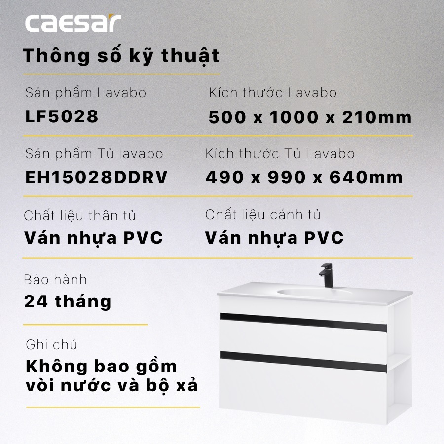 Kích thước tủ lavabo Caesar LF5028 EH15028DDRV