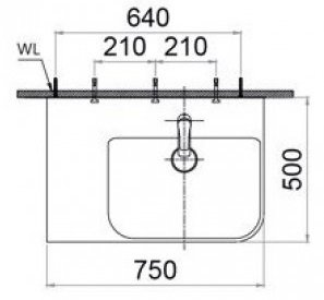 Bản vẽ kích thước lavabo LF5374 Caesar treo tường - đặt bàn