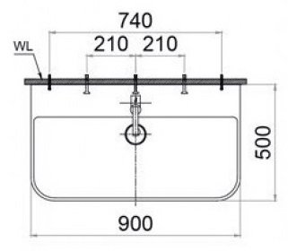 Bản vẽ kích thước lavabo LF 5376 Caesar treo tường - đặt bàn