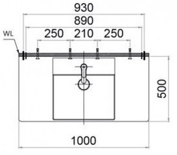 Bản vẽ kích thước lavabo LF5386 Caesar treo tường - đặt bàn