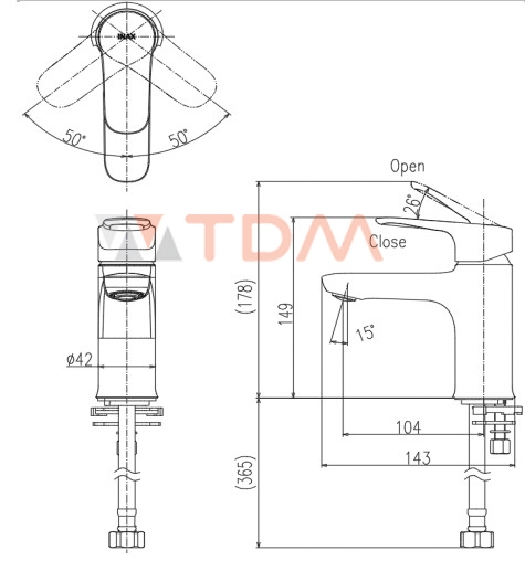 Bản vẽ kích thước vòi LFV-22S gắn lavabo NAX