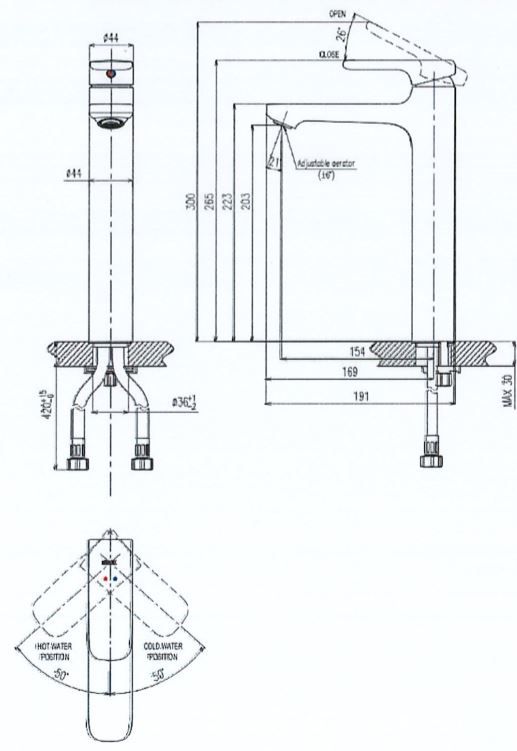 Bản vẽ kích thước vòi chậu rửa tay LFV632S INAX