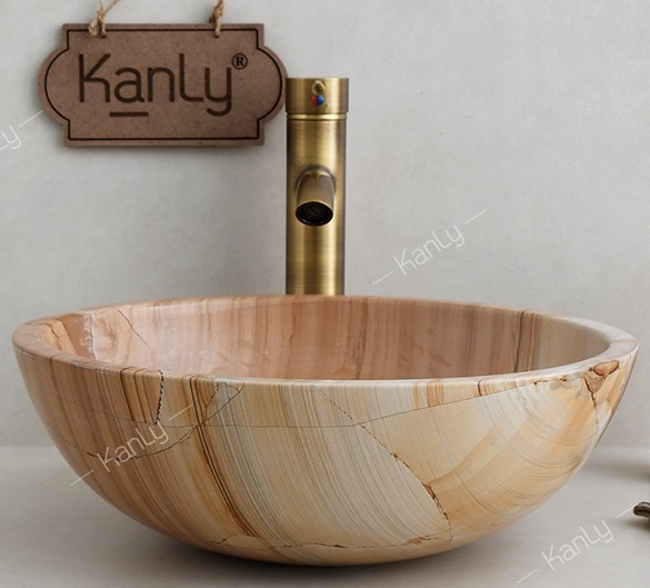 Hình ảnh thực tế chậu lavabo MAR13N Kanly đá tự nhiên