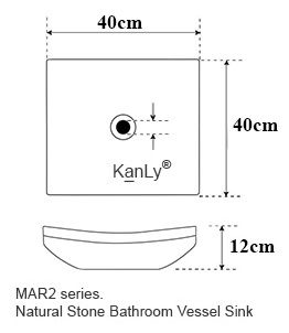 Bản vẽ kích thước chậu rửa mặt đá tự nhiên Kanly MAR33V