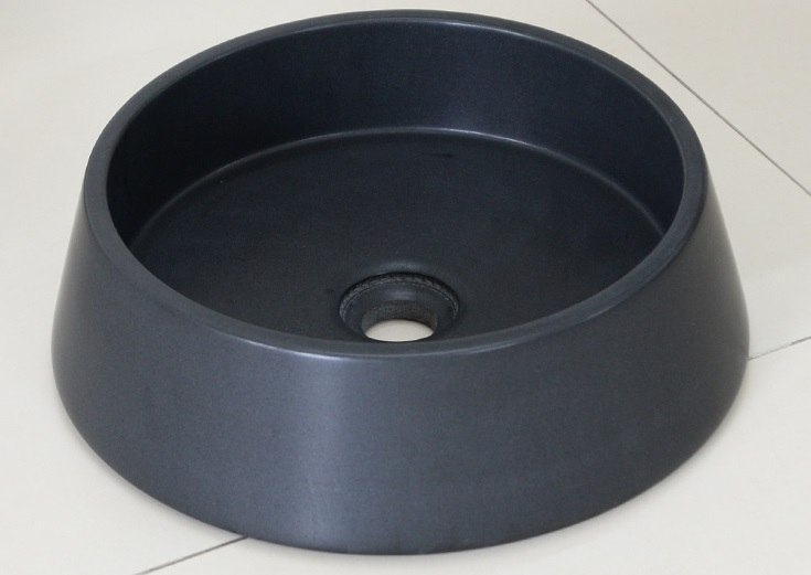Hình ảnh thực tế bồn rửa mặt đá tự nhiên MAR42V Kanly màu đen