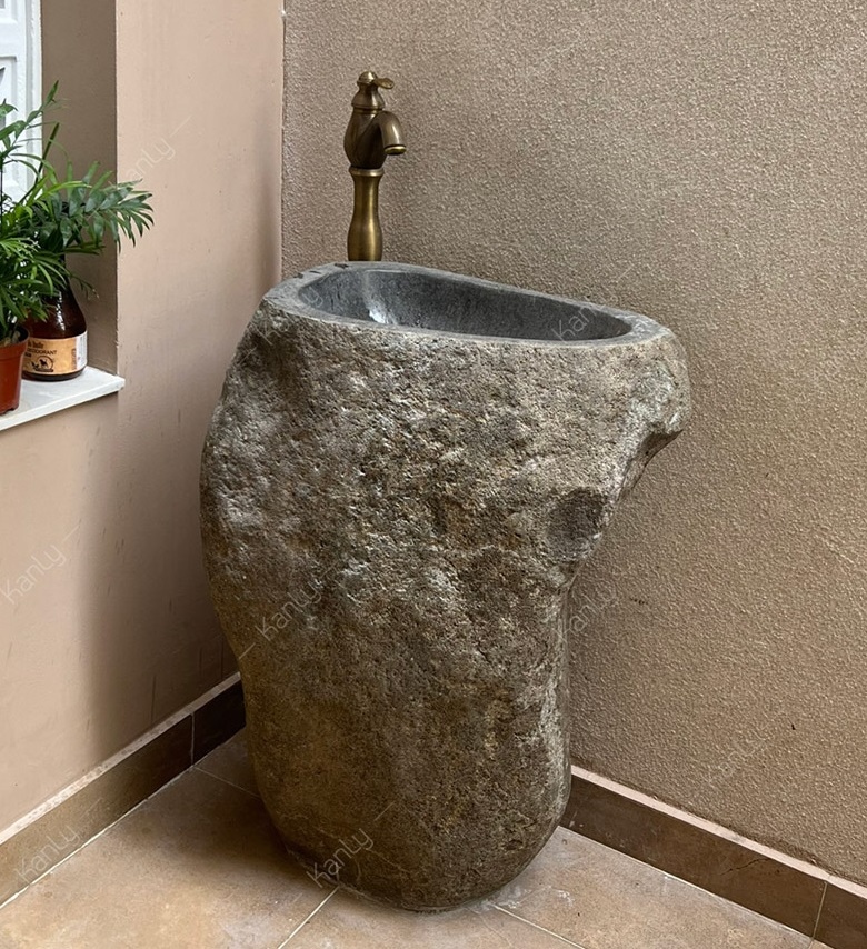Hình ảnh thực tế chân đá cuội MAR75i đặt lavabo