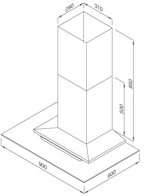 Bản vẽ kỹ thuật máy hút khử mùi đảo MC-9066 Malloca