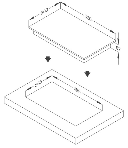 Bản vẽ kỹ thuật bếp đôi Malloca MDH02R âm