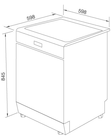 Bản vẽ kỹ thuật máy rửa chén Malloca MDW14 BS10TFT