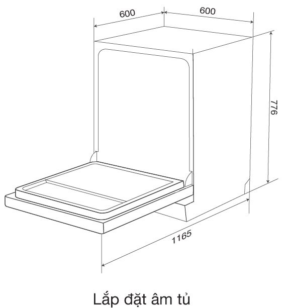 Bản vẽ kỹ thuật máy rửa chén Malloca WQP12 7635BS lắp âm tủ