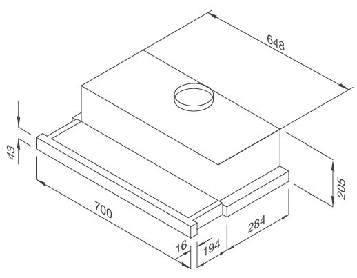 Bản vẽ máy hút mùi MH-70SMC âm tủ Malloca 