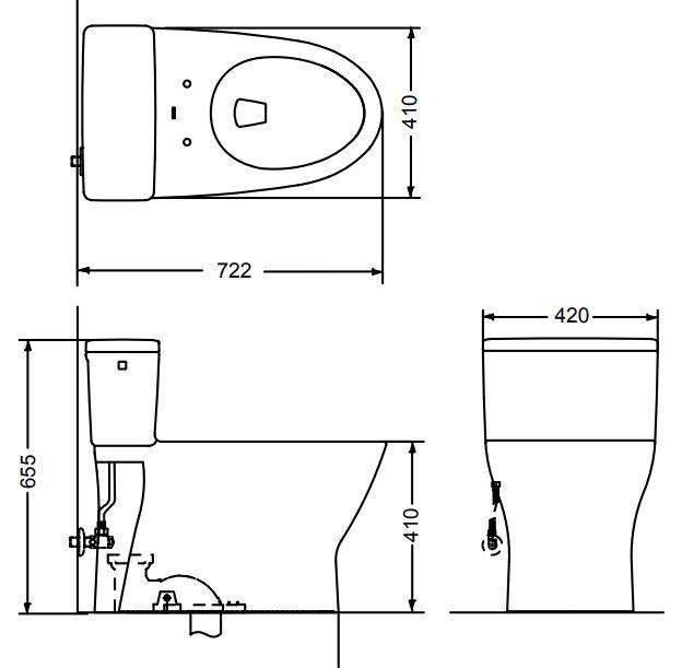 Bản vẽ kích thước bệt thông minh MS188 TOTO