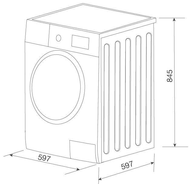 Bản vẽ máy giặt Malloca độc lập MWM-T1510BL