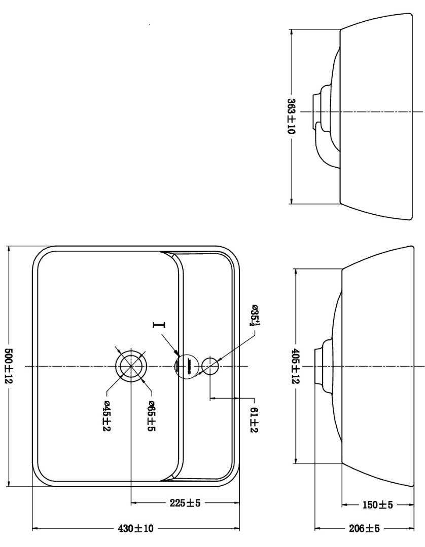 Bản vẽ kích thước chậu rửa mặt Jomoo P12679 1 11Z 1