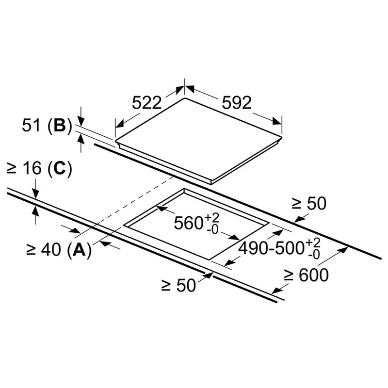 Bản vẽ bếp từ 3 vùng nấu Bosch PUJ61RBB5E