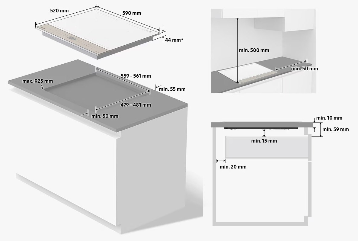 Bản vẽ bếp từ 4 bếp NZ64B5067YY-SV Sam Sung