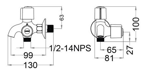 Bản vẽ kích thước vòi sen lạnh Caesar S038 CP