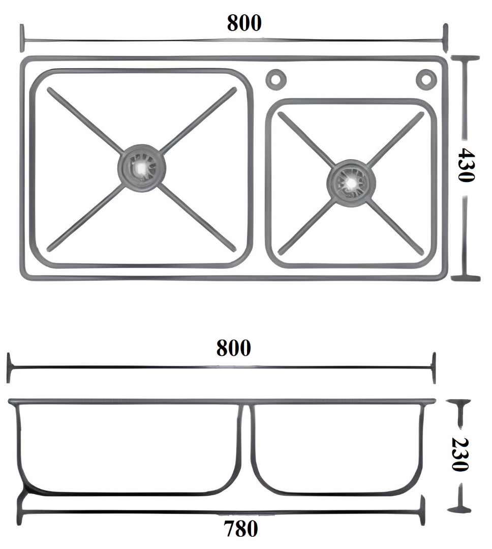 Thông số kỹ thuật chậu rửa bát inox T8043 Toàn Thắng