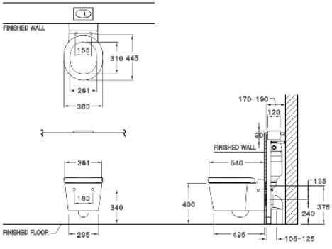 Bản vẽ kích thước bồn cầu SC198817 T Cotto