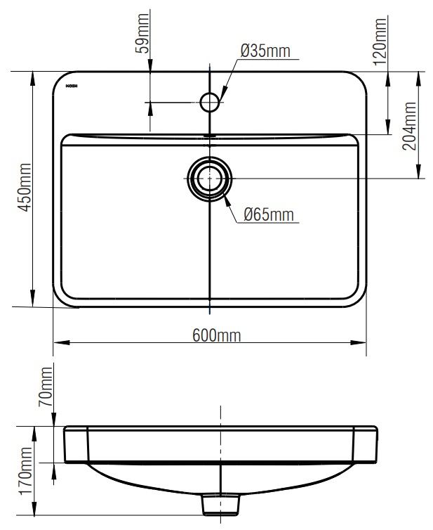 Bản vẽ kích thước chậu rửa mặt MOEN SW51561