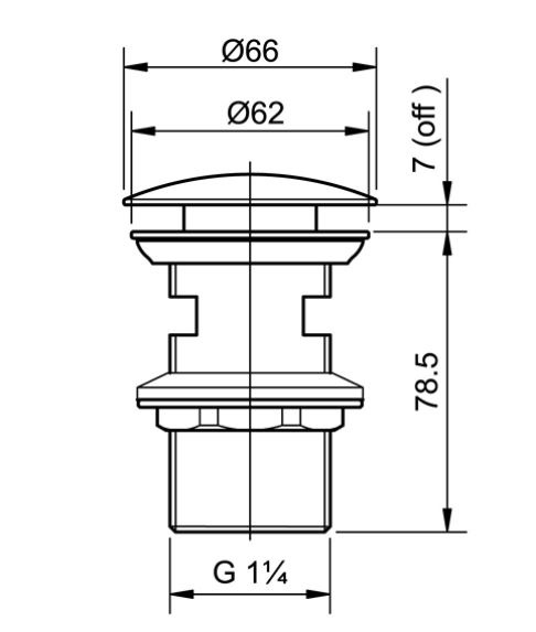 Bản vẽ kích thước bộ xả nhấn chậu Toto T6JV6-MB