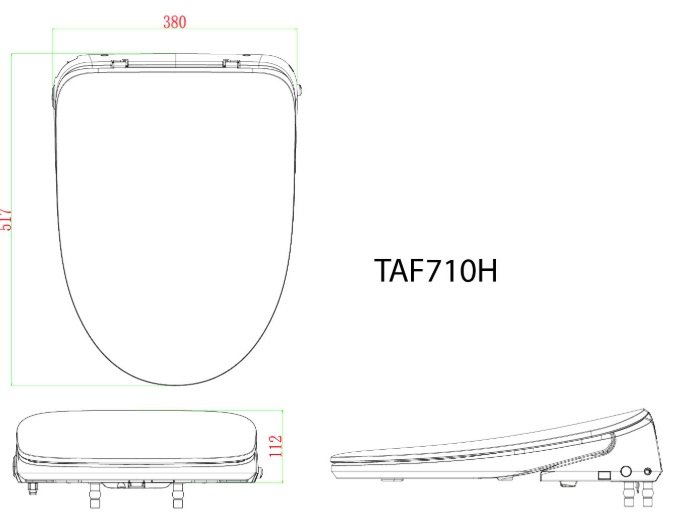 Bản vẽ nắp rửa điện tử Caesar TAF710H 
