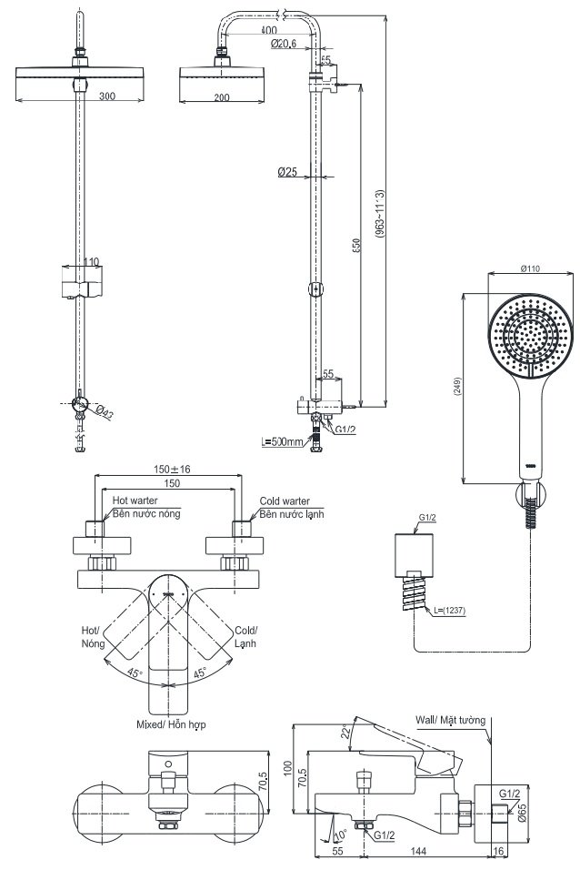 Bản vẽ sen cây TOTO TBG13302A-TBW13040V-TBW09010V